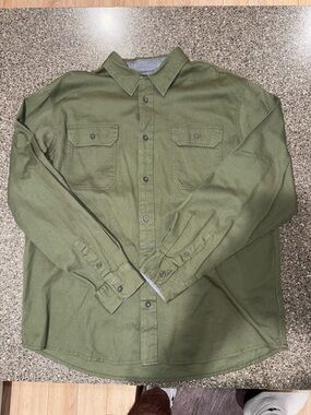 New Wrangler Olive Green Long Sleeve Button Down Shirt Mens Large - Flex Comfort